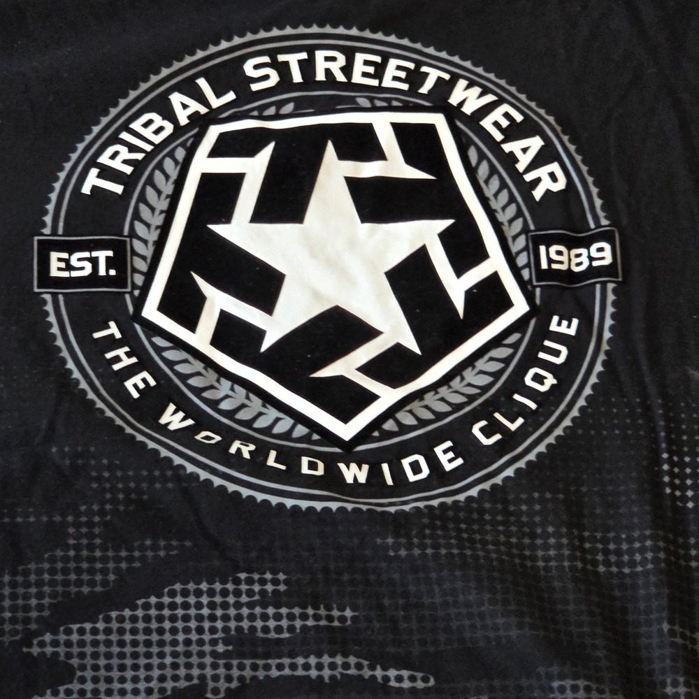 Tribal‎ Streetwear XXL T-Shirt Black Camo Worldwide Clique Graphic Skater Tee - Picture 4 of 15